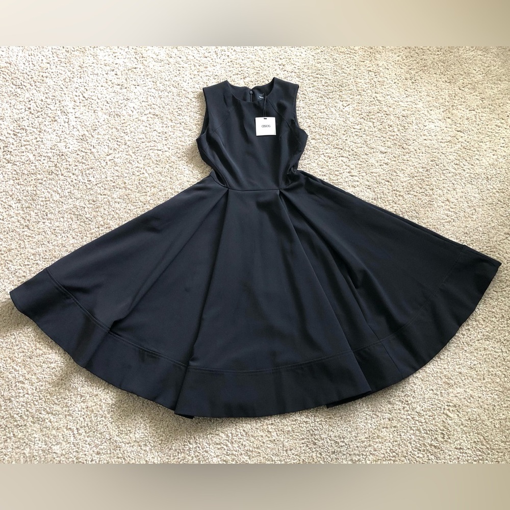 ASOS little black dress, size 4, length from shoulder 42”.